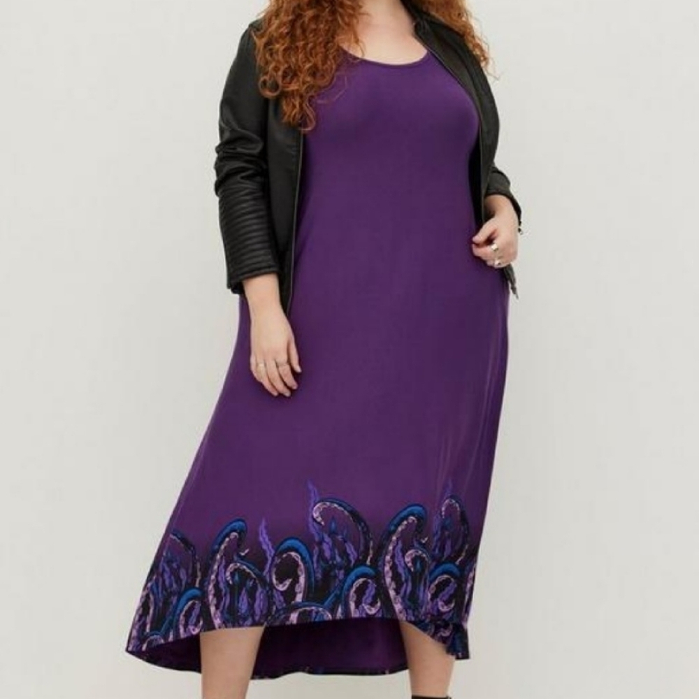 Torrid Disney Ursula High Low Maxi Dress Purple 1X - Picture 2 of 10